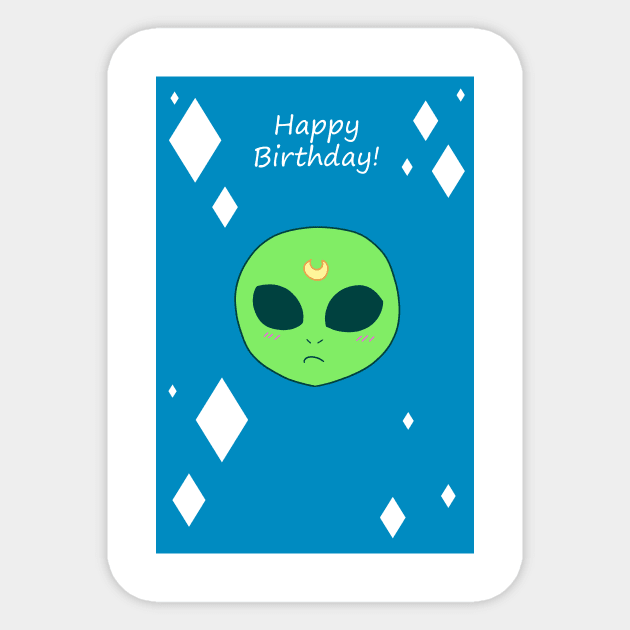 Happy Birthday - Alien Face Sticker by saradaboru